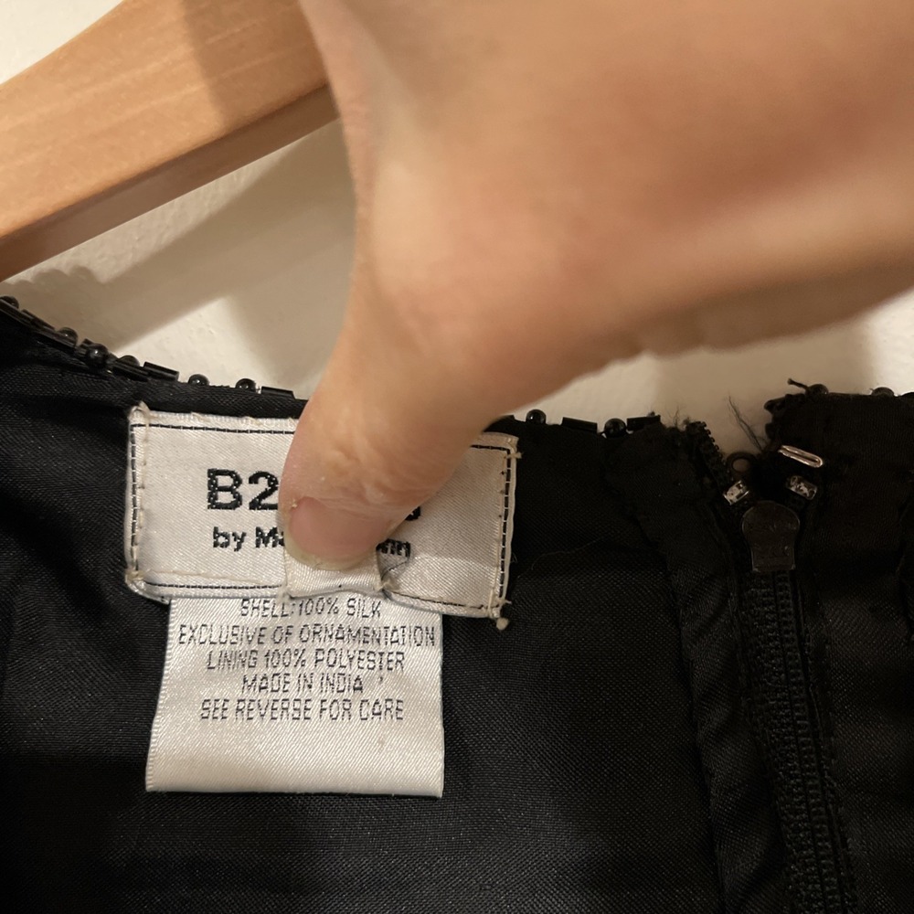 VTG B2 & US Beaded Silk Dress Sz M Black Sequin Cocktail‎ Glam Repair AS IS - Picture 12 of 12